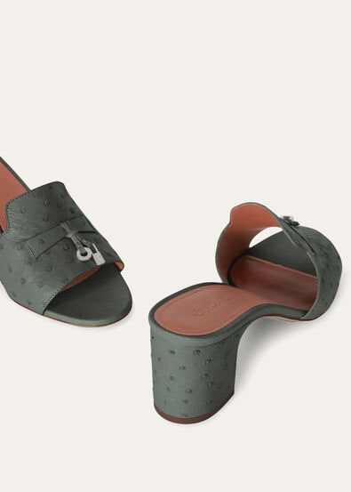 SUMMER CHARMS HEELED MULE T55 OSTRICH