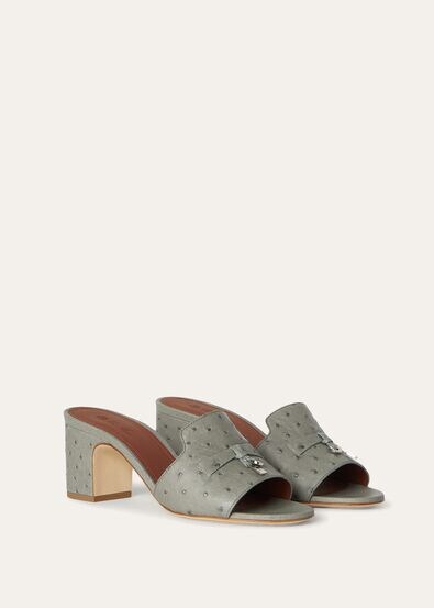 SUMMER CHARMS HEELED MULE T55 OSTRICH