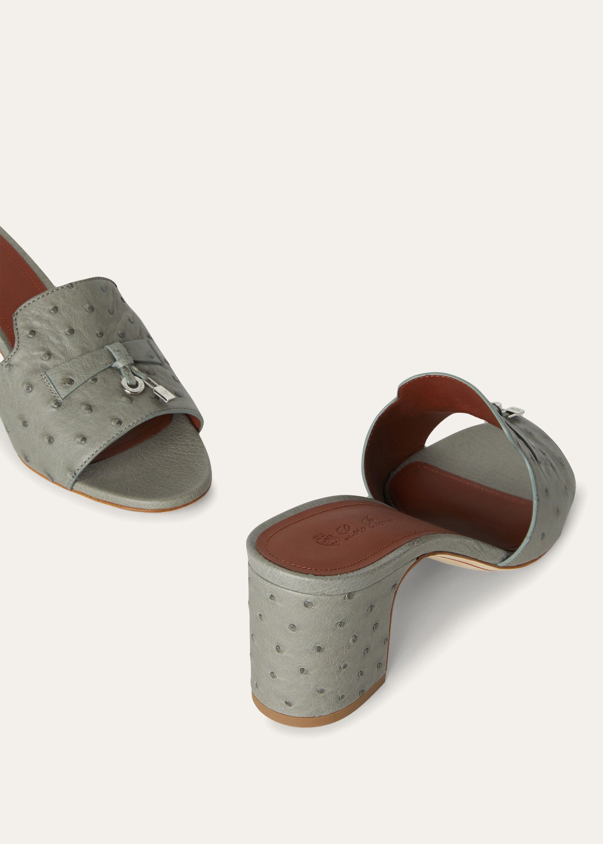 SUMMER CHARMS HEELED MULE T55 OSTRICH