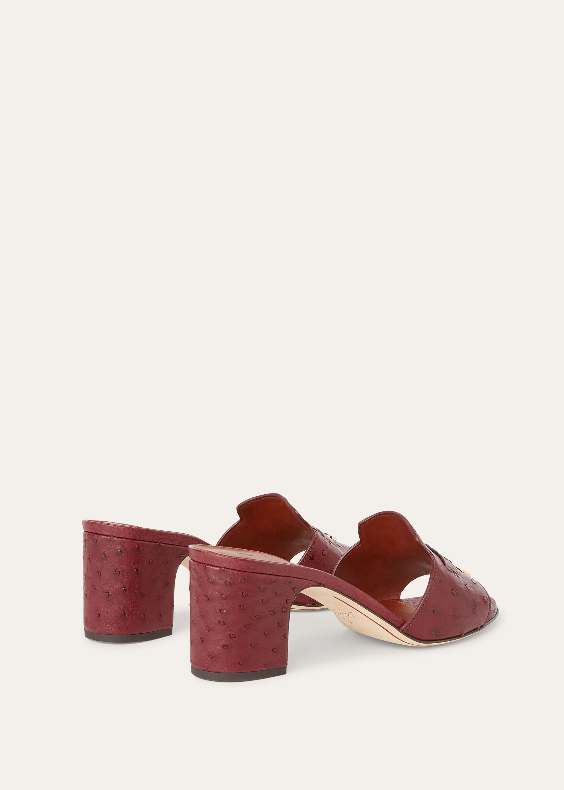 SUMMER CHARMS HEELED MULE T55 OSTRICH