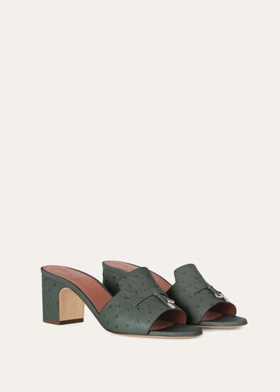 SUMMER CHARMS HEELED MULE T55 OSTRICH