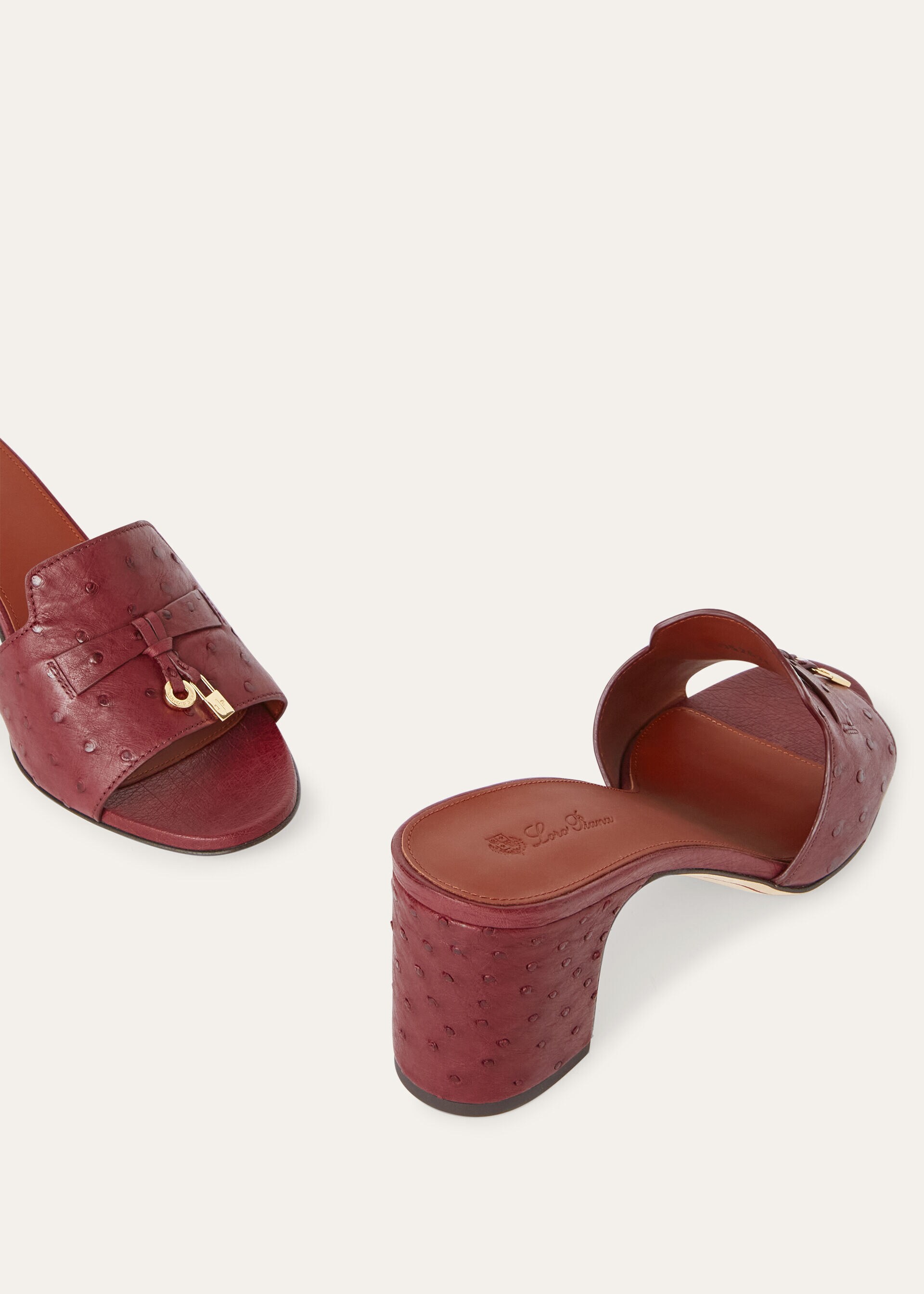 SUMMER CHARMS HEELED MULE T55 OSTRICH