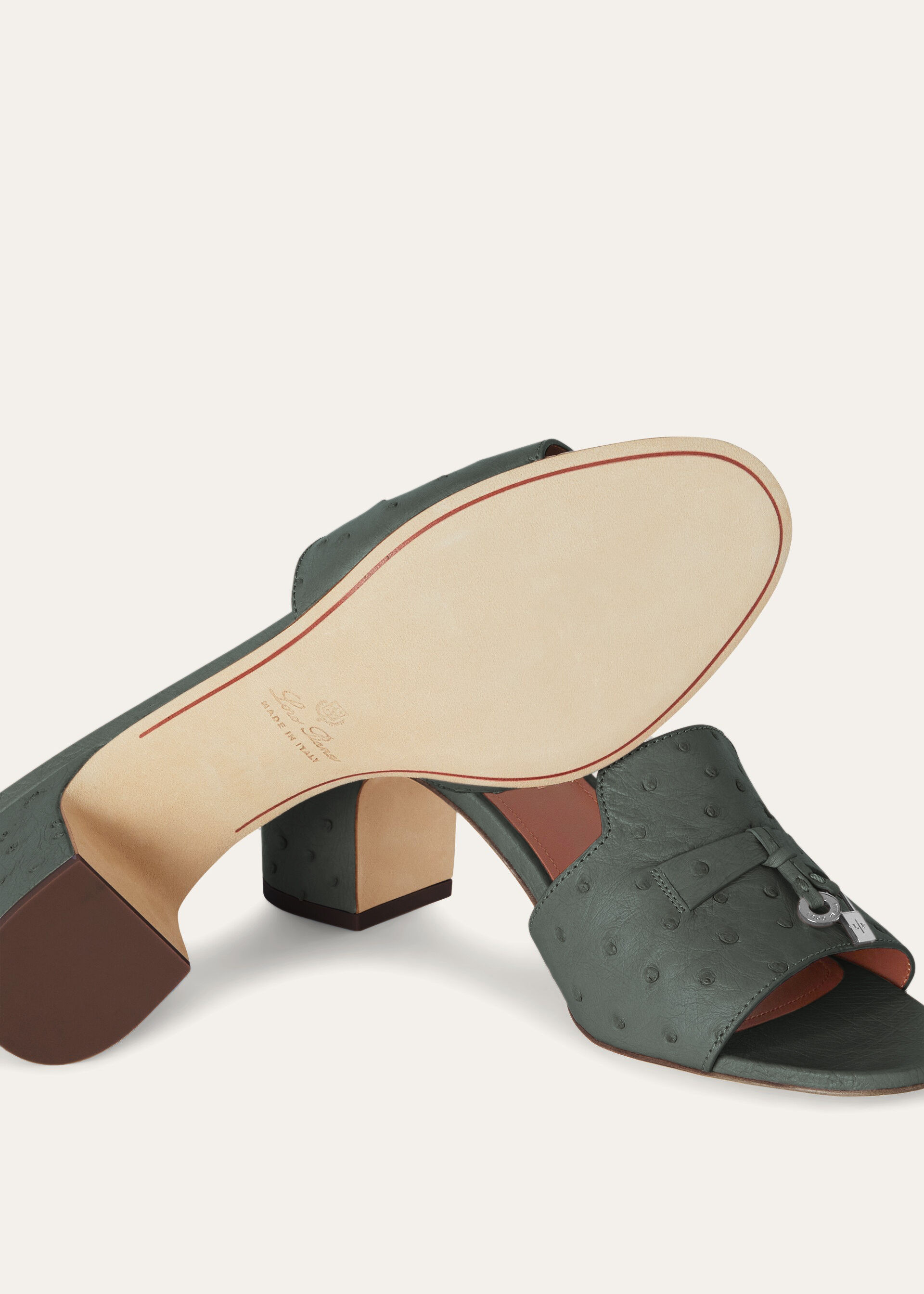 SUMMER CHARMS HEELED MULE T55 OSTRICH