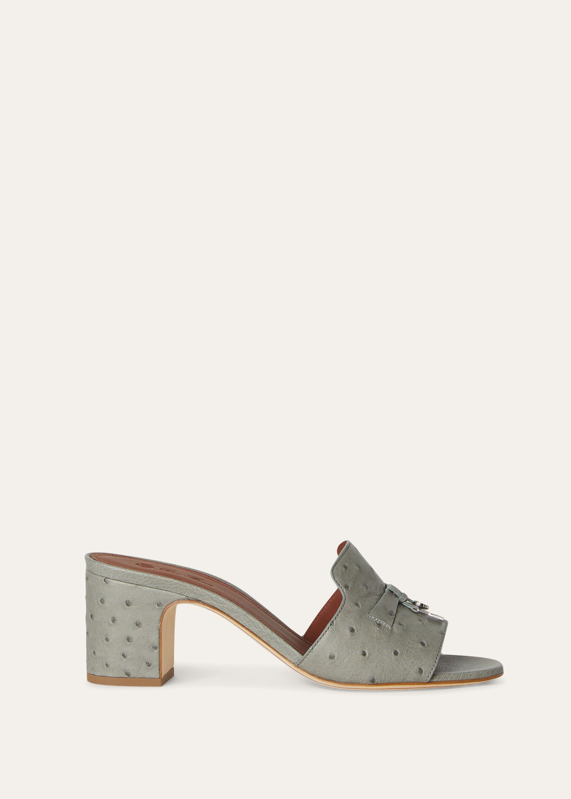 SUMMER CHARMS HEELED MULE T55 OSTRICH