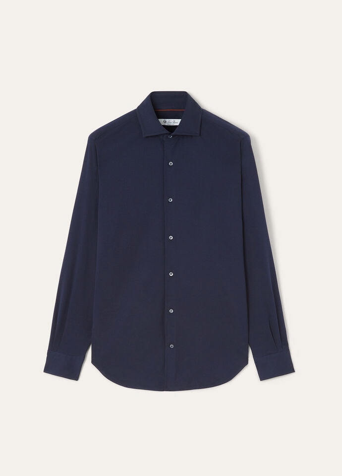 Andrew Shirt Cotton Navy Blue | Loro Piana US