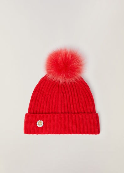 river island red bobble hat