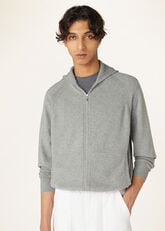 Merano Bomber Jacket in Baby Cashmere Flannel Melange | Loro Piana