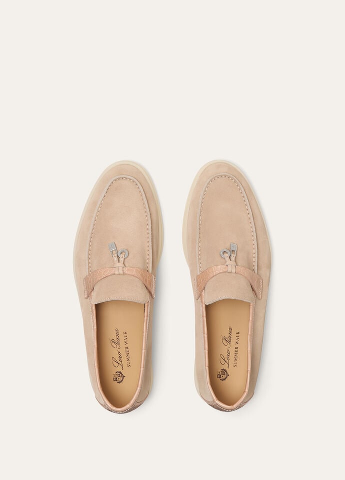 Summer Charms Walk Loafer Suede Himalaya Rose | Loro Piana US