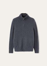 Colman Bomber Jacket in Baby Cashmere Black/gray Melange | Loro Piana