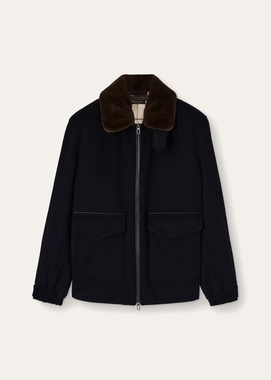 Kilya Bomber Jacket in Vicuña - Storm System® Navy Blue | Loro Piana