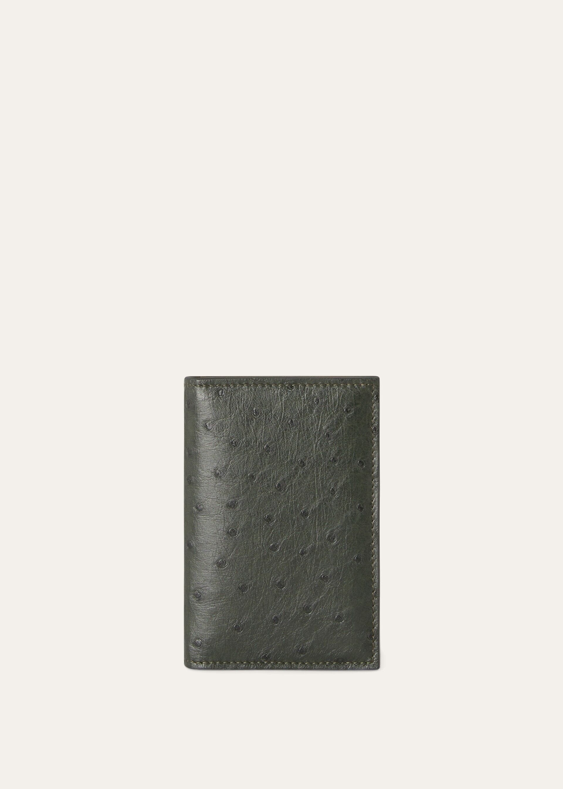 BIFOLD VERTICAL CC HOLDER OSTRICH SADDLE FINISH