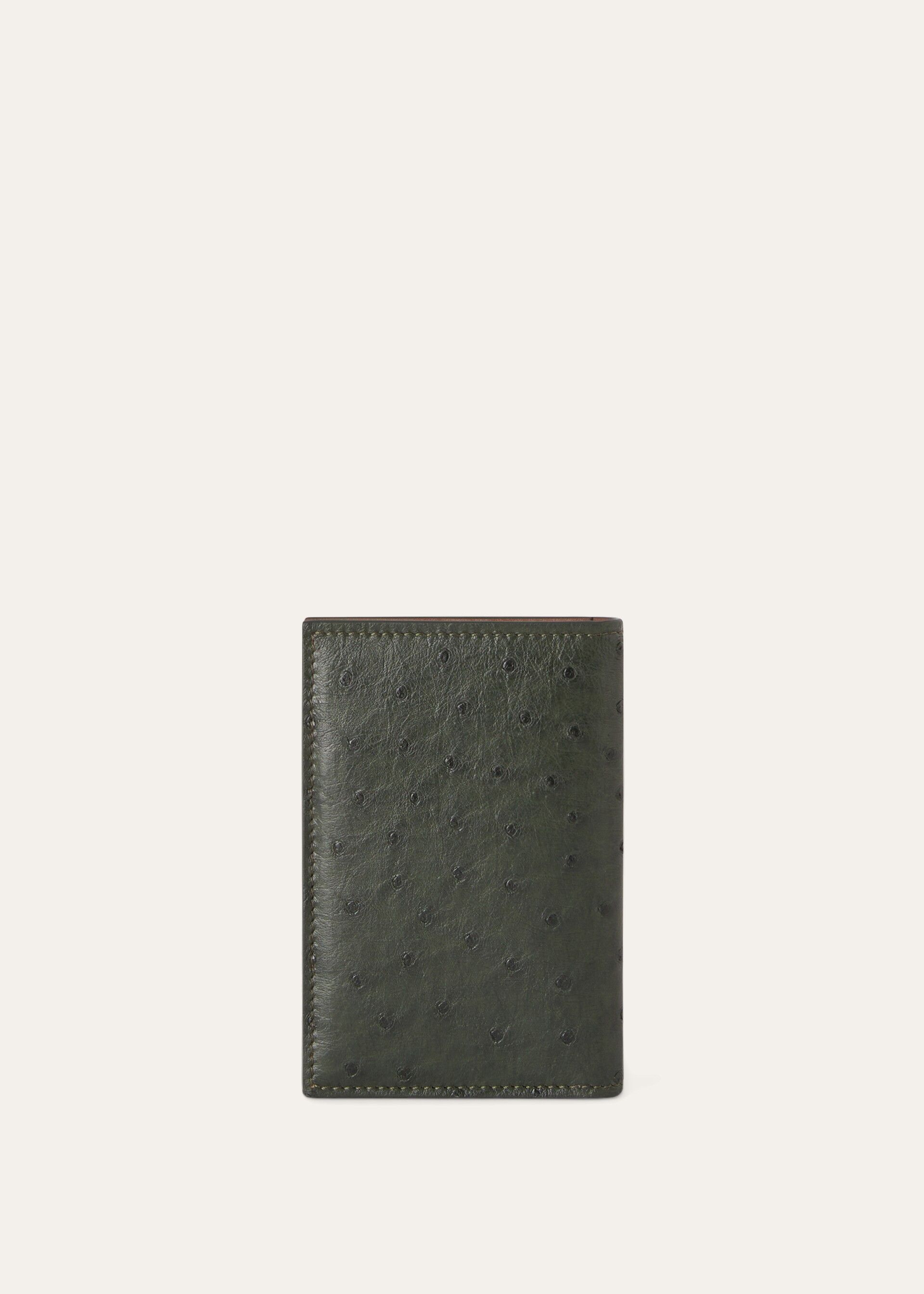 BIFOLD VERTICAL CC HOLDER OSTRICH SADDLE FINISH
