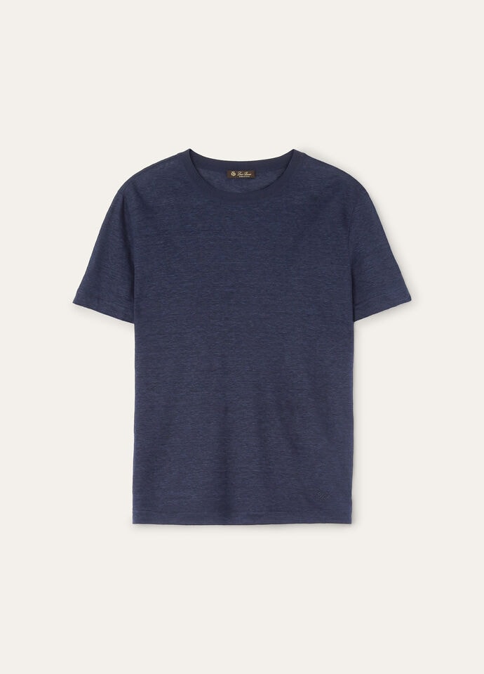 Tシャツ・カットソー LORO PIANA 25SS Blue Navy Gargano T-Shirt FAM8107 W000 Gargano T-Shirt Linen Navy Blue | Loro Piana CC