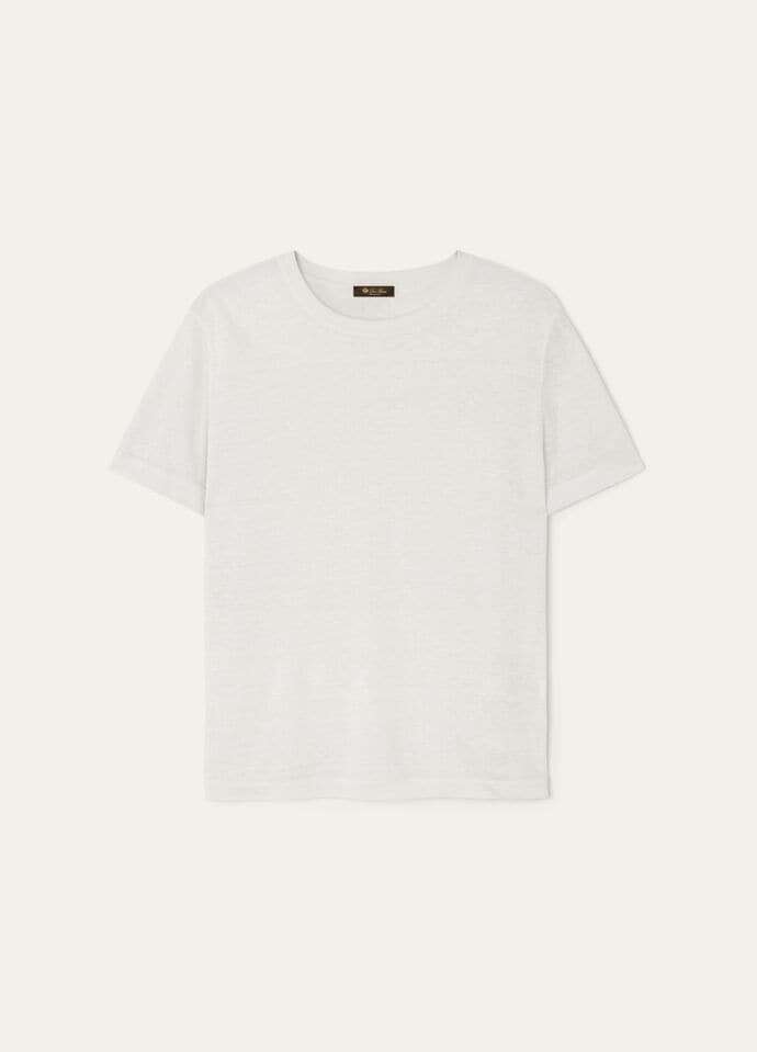 23S/S ロロピアーナ GARGANO リネン 女性 ホワイト 半袖Tシャツ ガルガーノ・Tシャツ リネン（麻） ホワイト | ロロ・ピアーナ JP