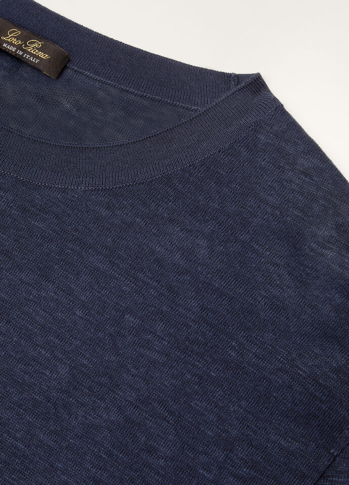 Tシャツ・カットソー LORO PIANA 25SS Blue Navy Gargano T-Shirt FAM8107 W000 Gargano T-Shirt Linen Navy Blue | Loro Piana CC