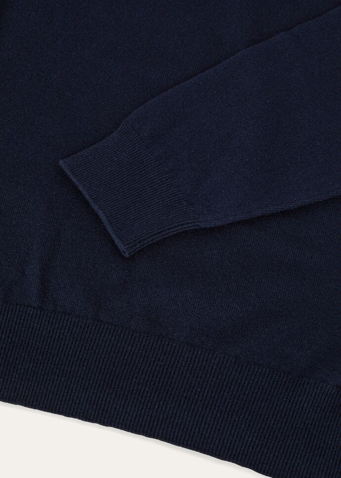 Classic Half-Zip Baby Cashmere Navy Blue | Loro Piana CC Classic Half-Zip Baby Cashmere Navy Blue | Loro Piana CC