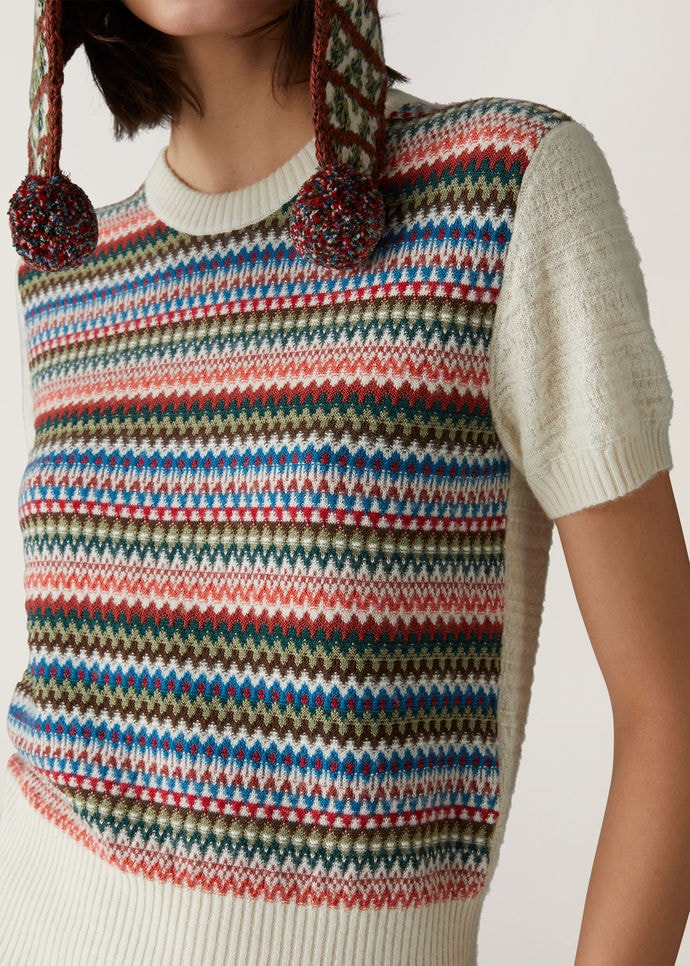 Trujillo Crew Neck in Cotton, Silk Fancy Peruvian Multicolor