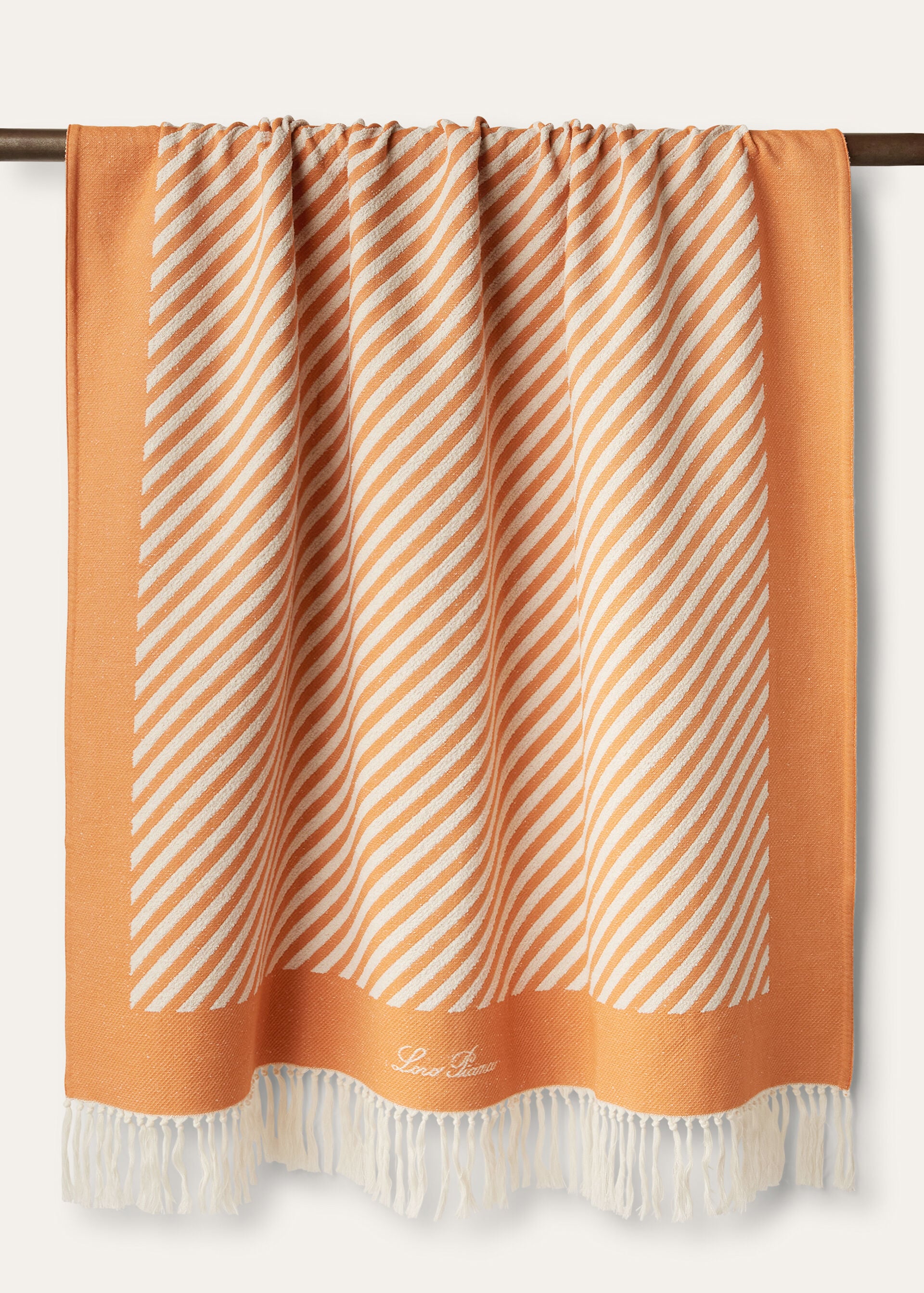 Moai Beach Towel Cotton Cinnamon Orange/White Loro Piana SA