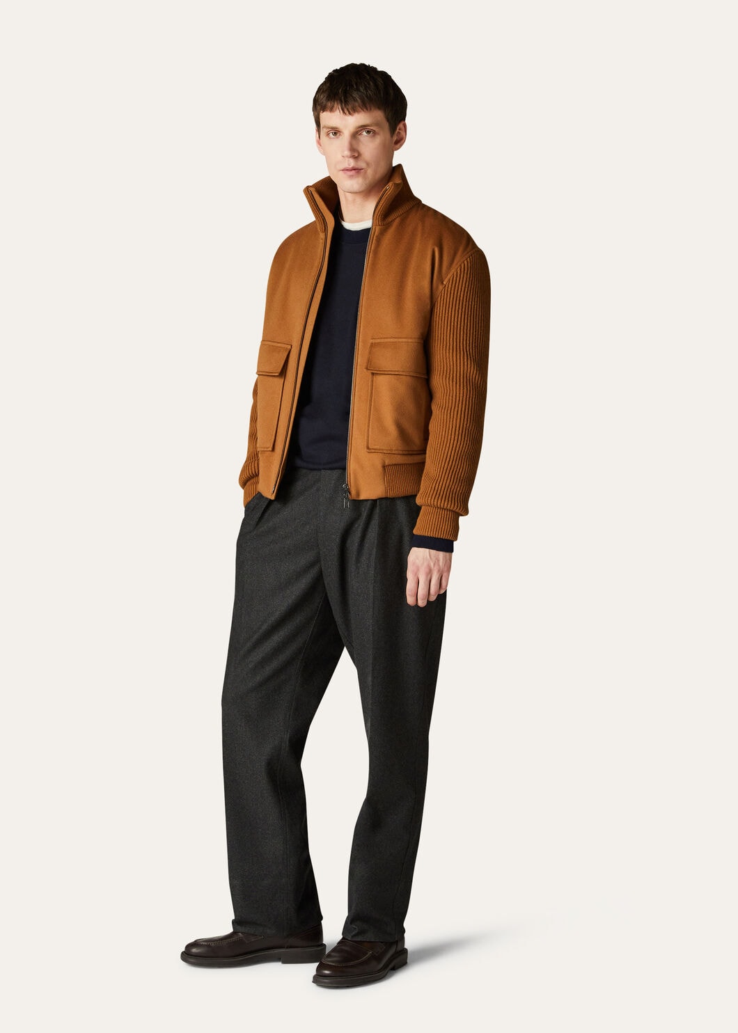 Ider Bomber Jacket Vicuna Storm System Natural Dark Vicuna Loro Piana AE