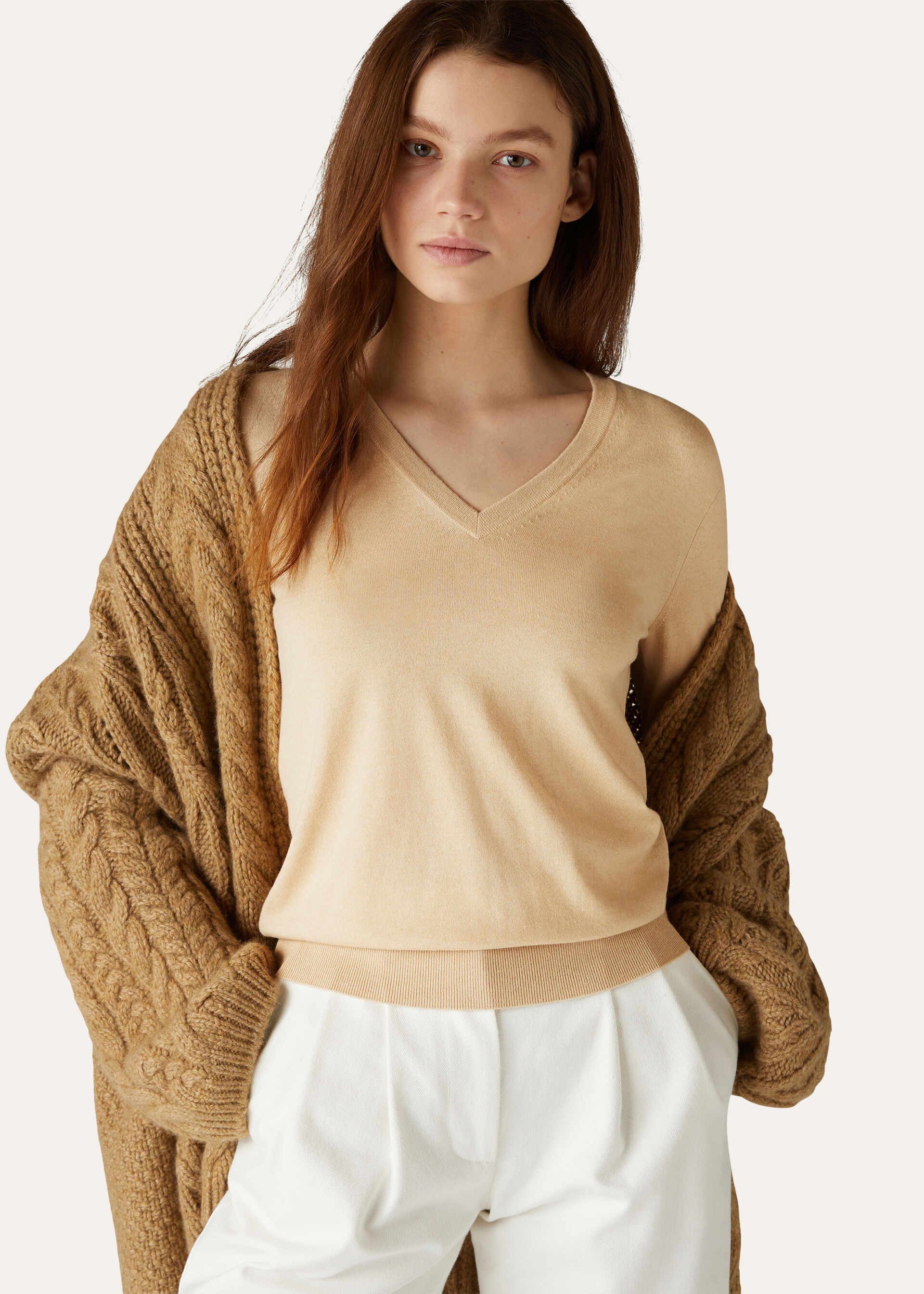 VICUNA ICONIC V NECK SWEATER GG 33