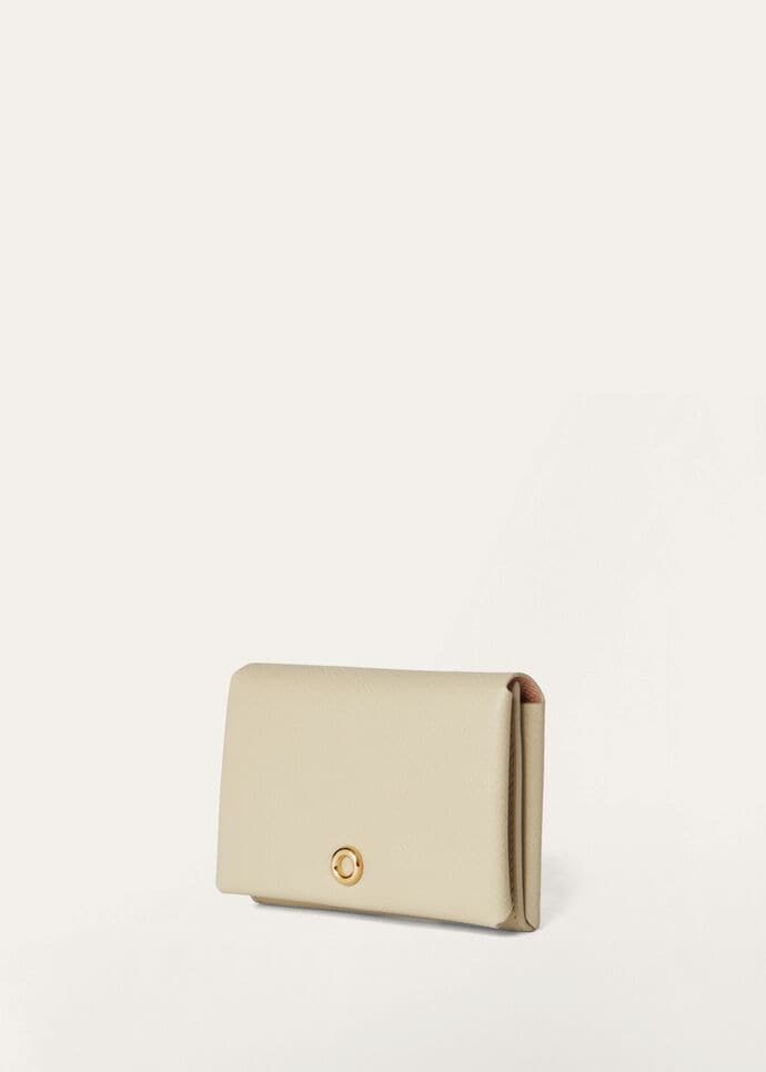 Ghiera Card Holder in Textured Calfskin Light Lamb/bubble Gum | Loro Piana