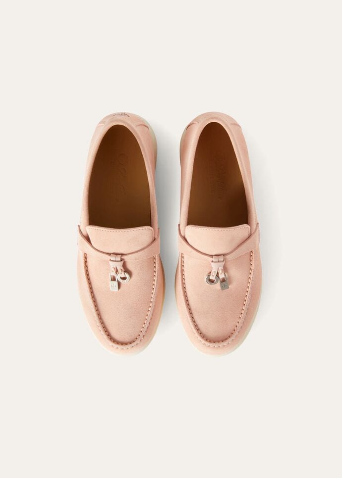 Summer Charms Walk Kids' Loafer Suede Pink Shell | Loro Piana US
