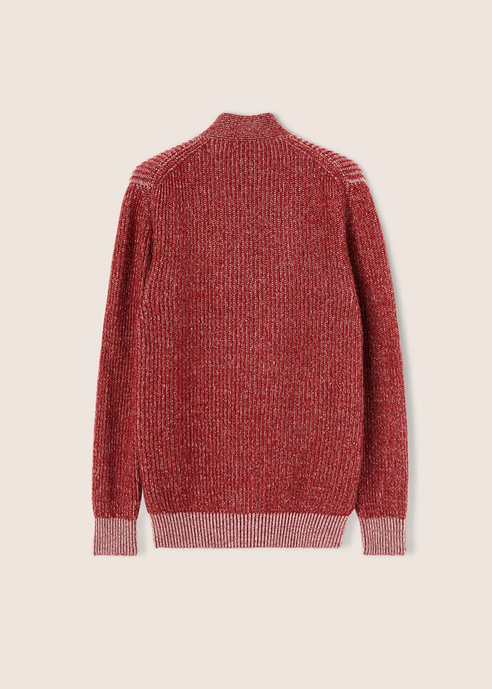 Sey Cardigan in Silk, Cashmere Bright Crimson/flannel/pink Mel