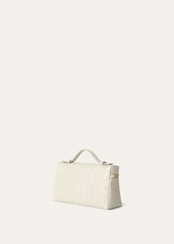 Extra Pocket L19 Ostrich Leather Whisper White/Sun Gold Extra Pocket L19 Ostrich Leather Whisper White/Sun Gold