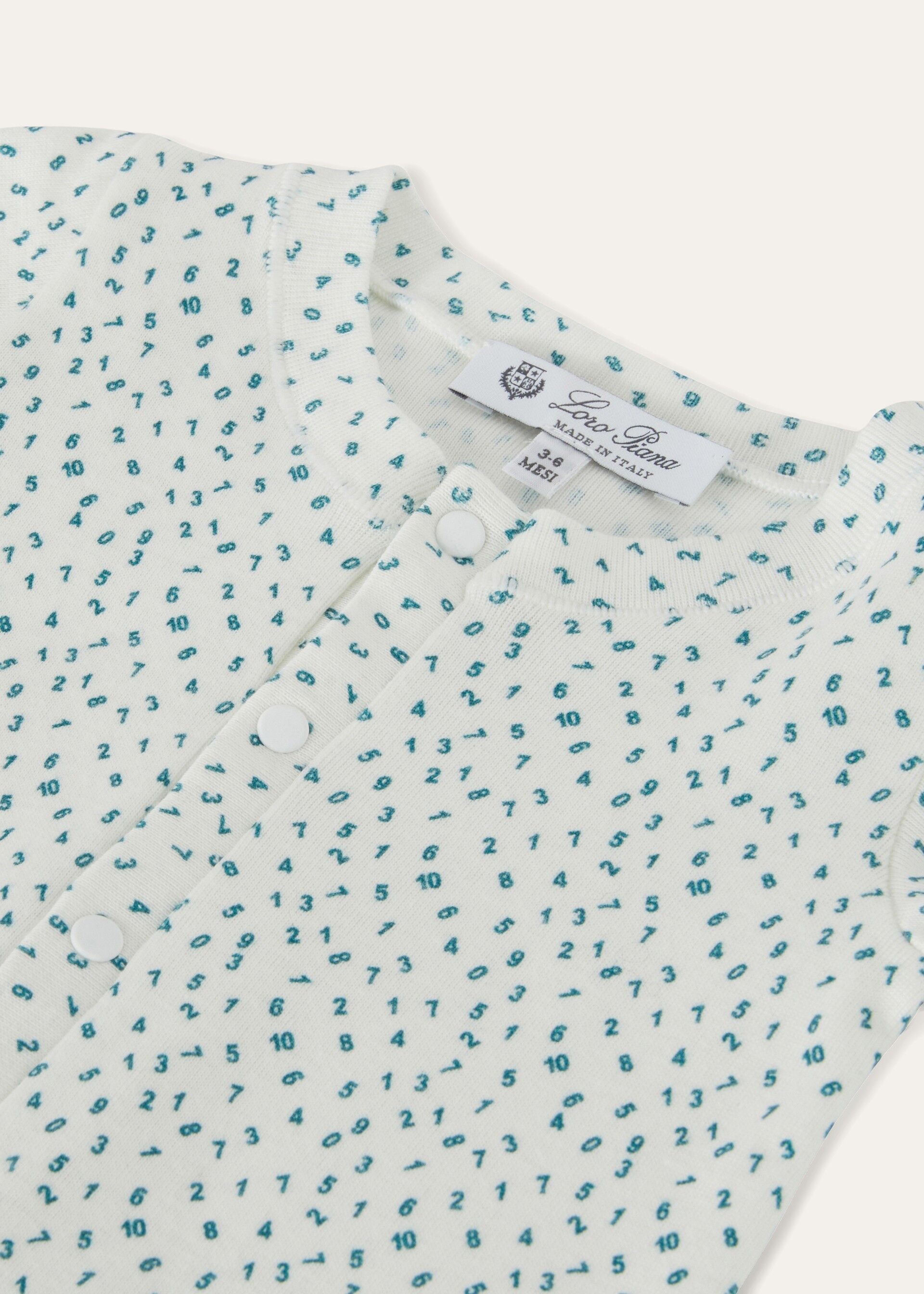 Little Numbers Baby Romper Cotton White Base Blue Little Numbers 705D