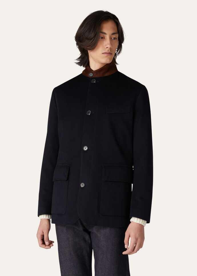 Roadster Jacket in Cashmere - Storm System® Navy Blue | Loro Piana