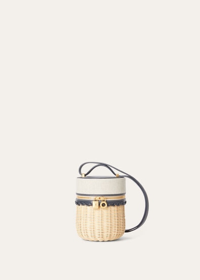 EXTRA CASE M WICKER/CANVAS/ROUNDED CALF 20AU