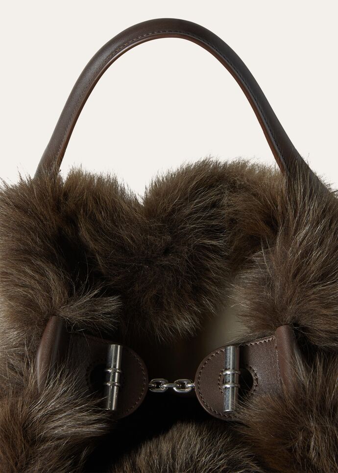 BALE BAG L LONG HAIRED LAMBSKIN ROUNDED LEATHER_FAN4833_B3QH_NR_4