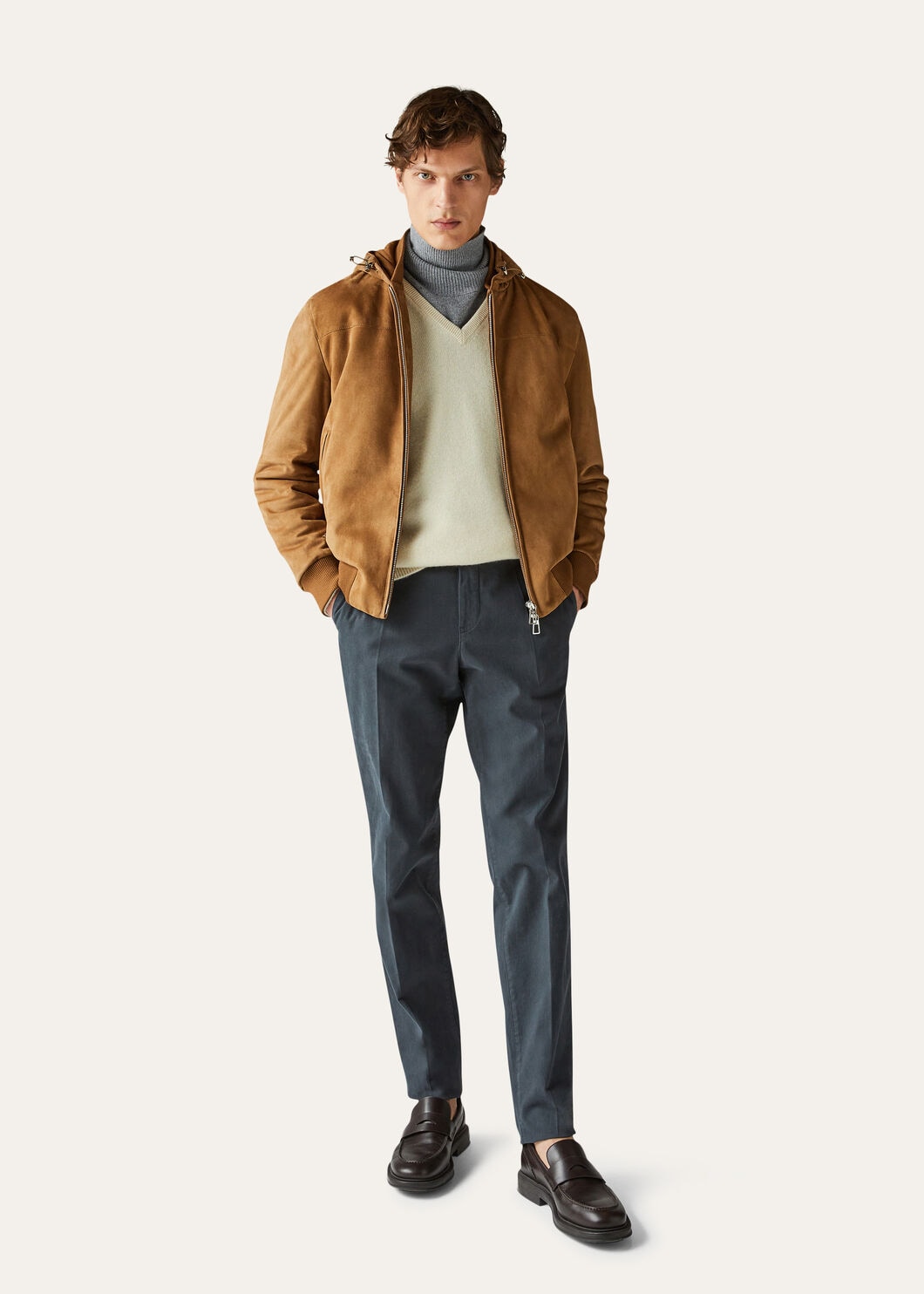 Loro V Neck Jumper Cashmere Pure Dunes Mel Loro Piana