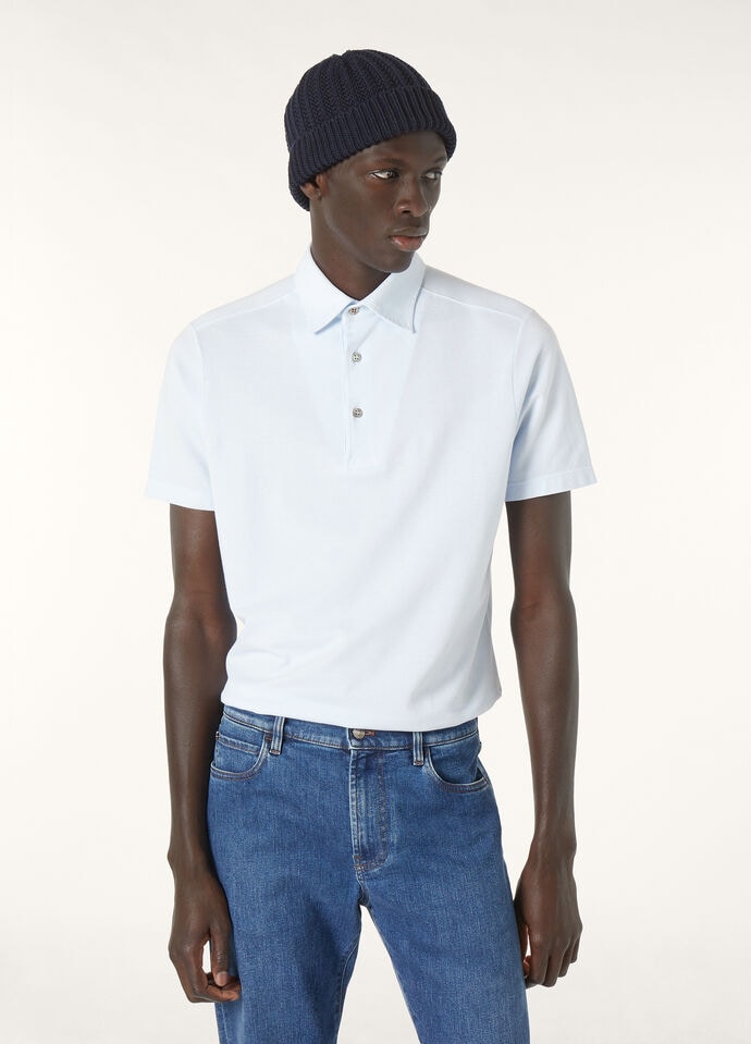 Polo Shirt Cotton Delicate Sky | Loro Piana US Polo Shirt Cotton Delicate Sky | Loro Piana US