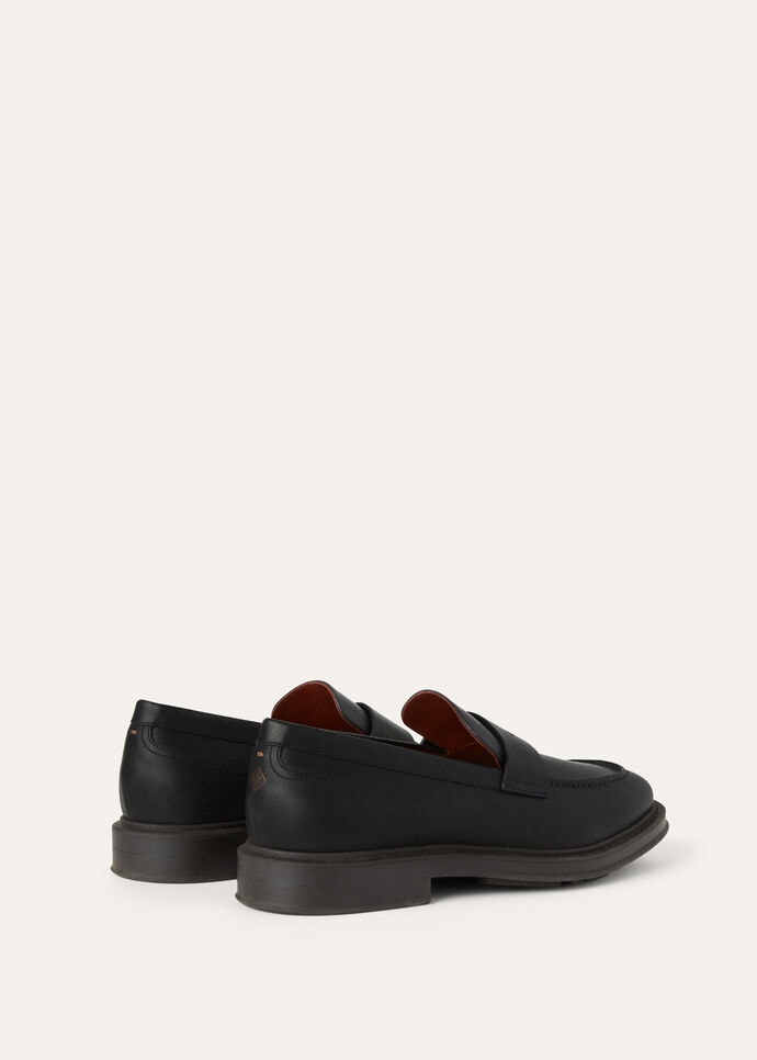 Black loafers with white sales sole