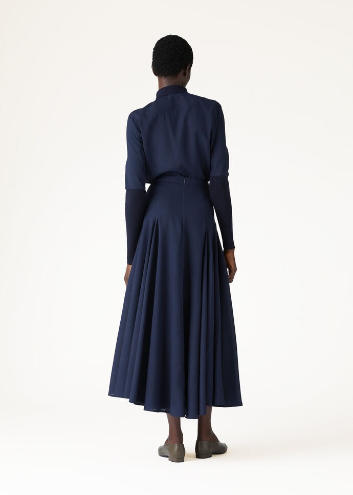 Flavia Skirt in Wool Ink Bottle | Loro Piana