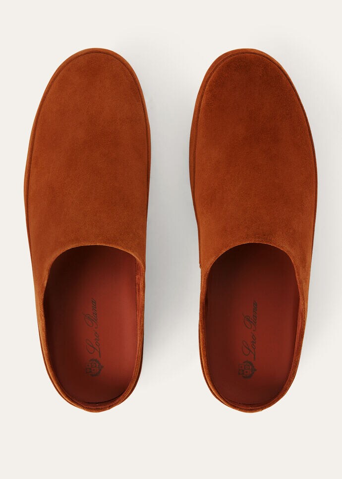 Tomori Sabot in Suede Calf Split Calf Brown | Loro Piana