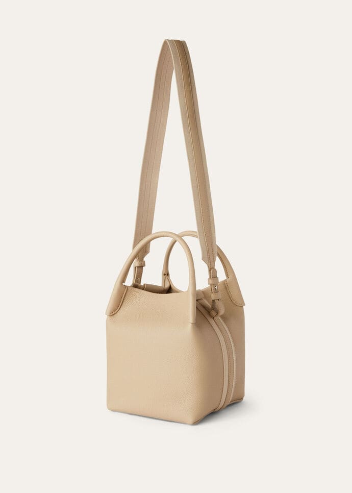 Small Bale bag Grained Calfskin Light Mastic/Antique Silver