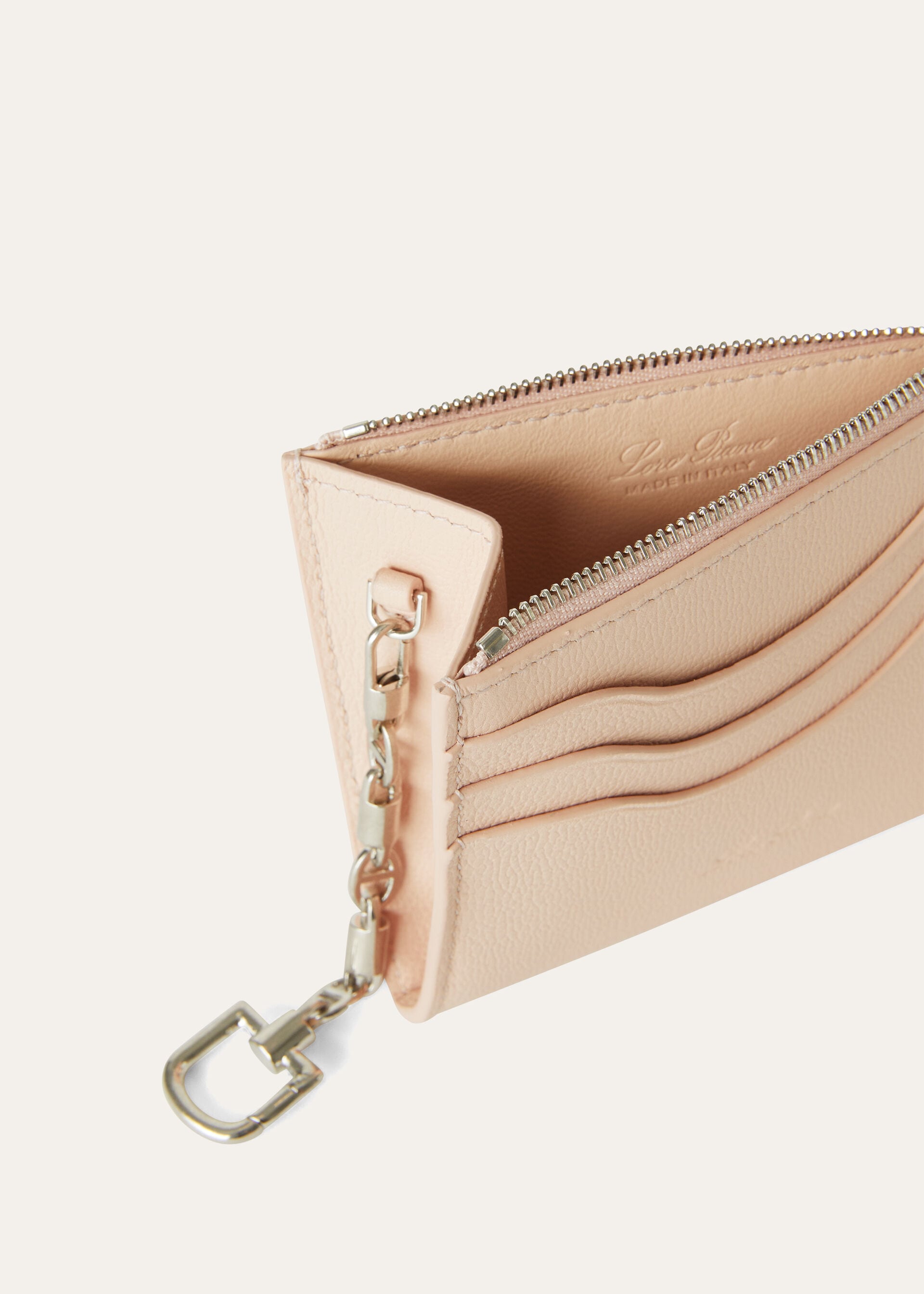 EXTRA ZIP CARDHOLDER WITH KEYCHAIN LINEN CALF