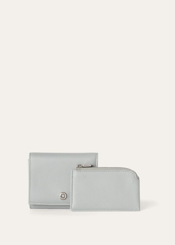 GHIERA TRIFOLD WALLET W/ZIP POUCH LINEN CALF_FAN9256_515E_NR_3