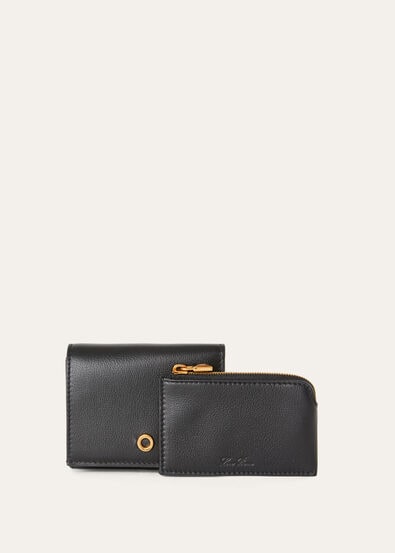 GHIERA TRIFOLD WALLET W/ZIP POUCH LINEN CALF
