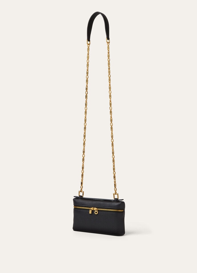 Extra Pocket Mini Pouch Grained Calfskin Black/Sun Gold