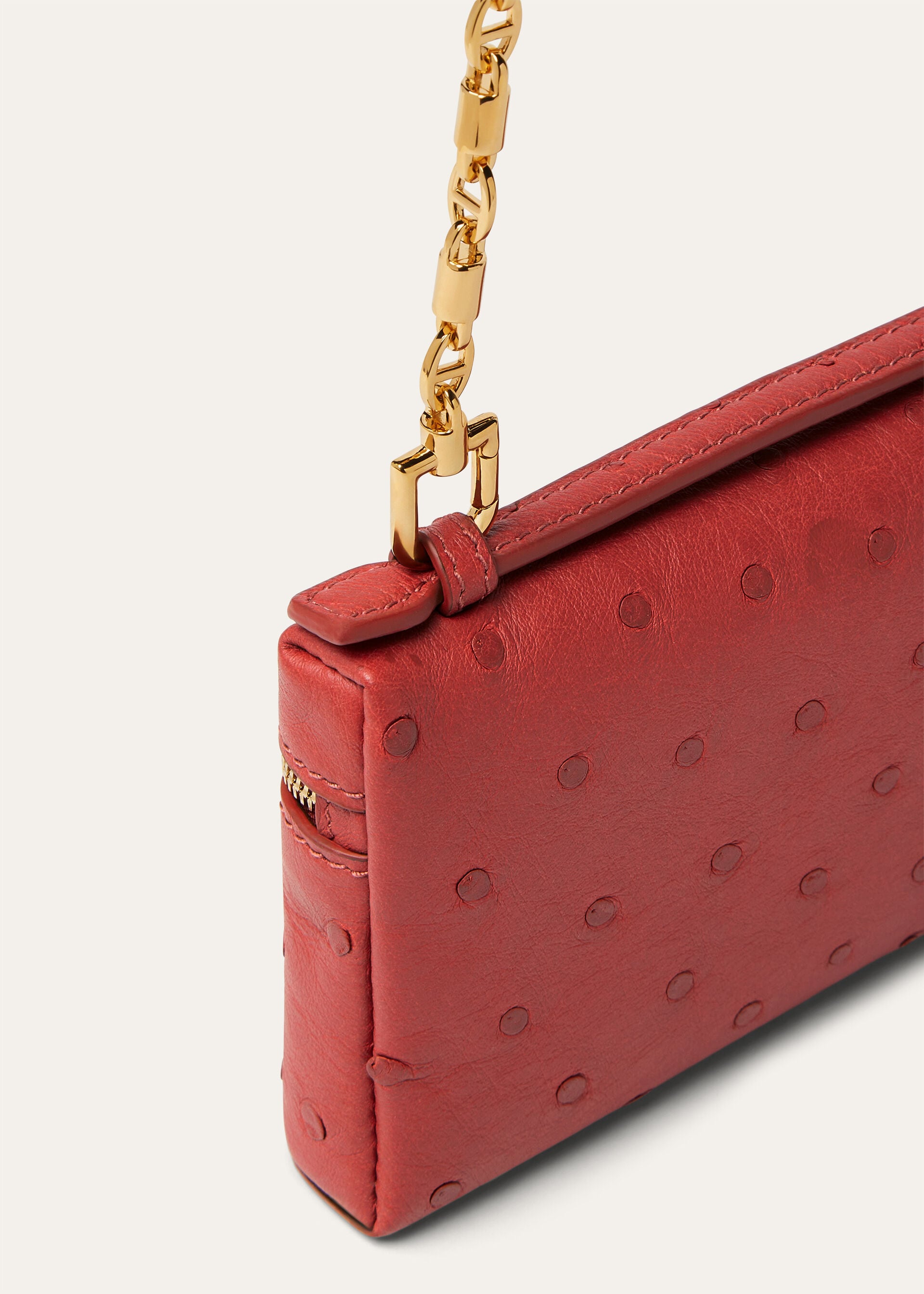 EXTRA POCKET MINI POUCH OSTRICH SADDLE FINISH