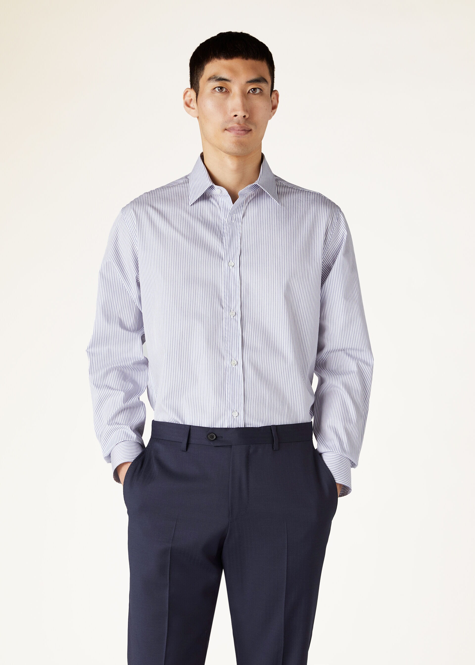 INTERNATIONAL ML SHIRT FINE COTTON TWILL STRIPES
