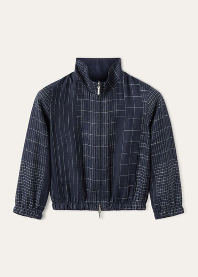 LORO PIANA BOMBER KID REV GEOMETRICAL LINEN