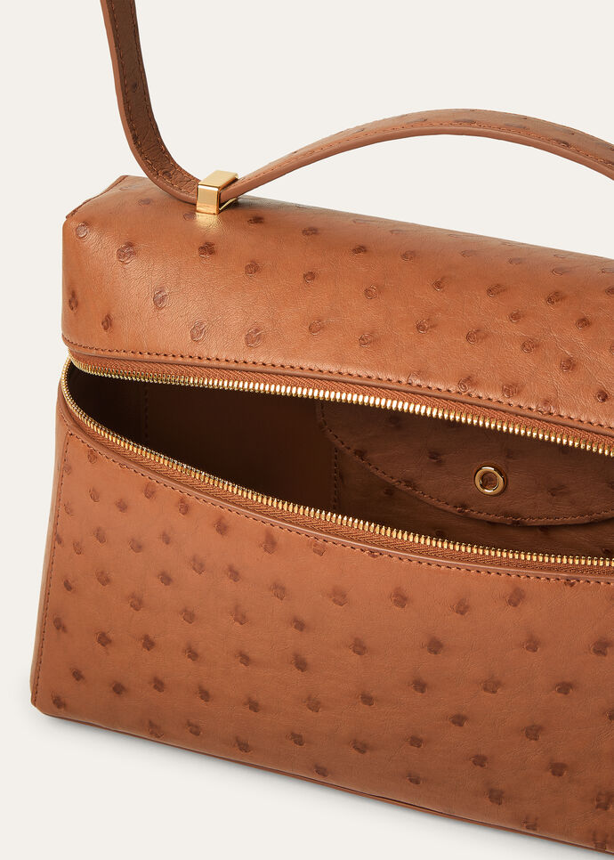 エクストラ・バッグ・L27 オーストリッチ Cognac/Sun Gold