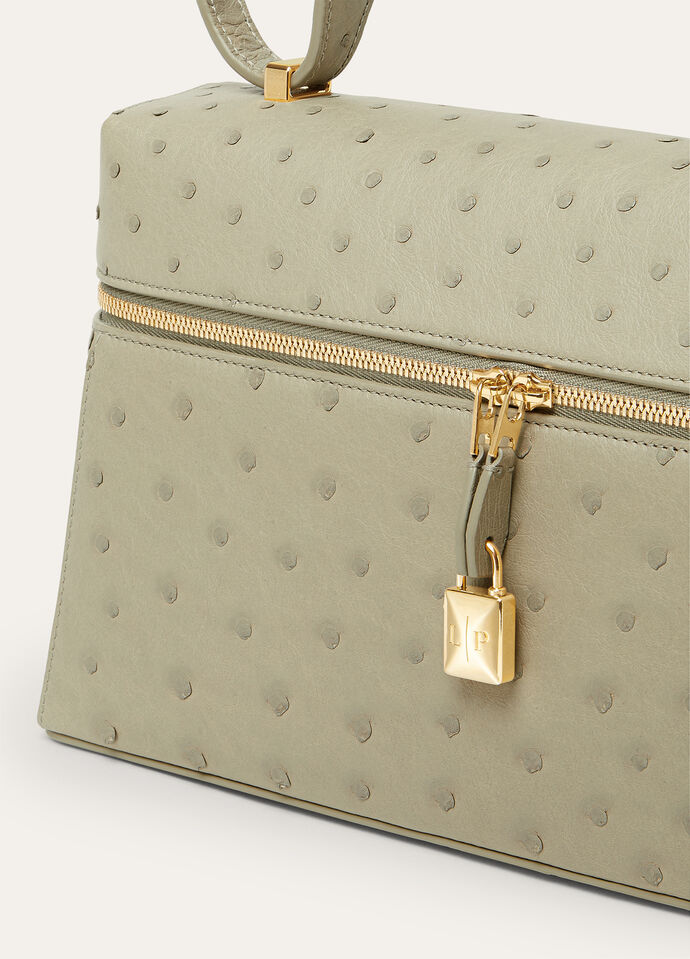Extra Bag L27 Ostrich Leather Dried Taragon/Sun Gold | Loro