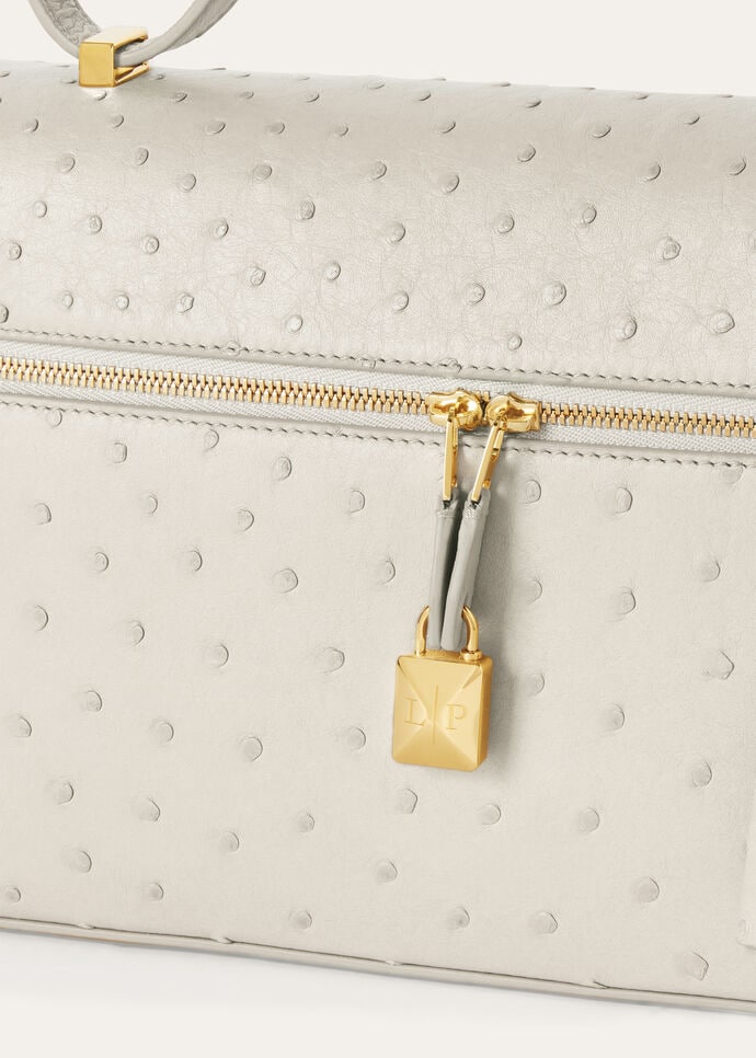 【最新作♪】Loro piana エクストラ バッグ L27 オーストリッチ Extra Bag L27 Ostrich Leather Whisper White/Sun Gold | Loro