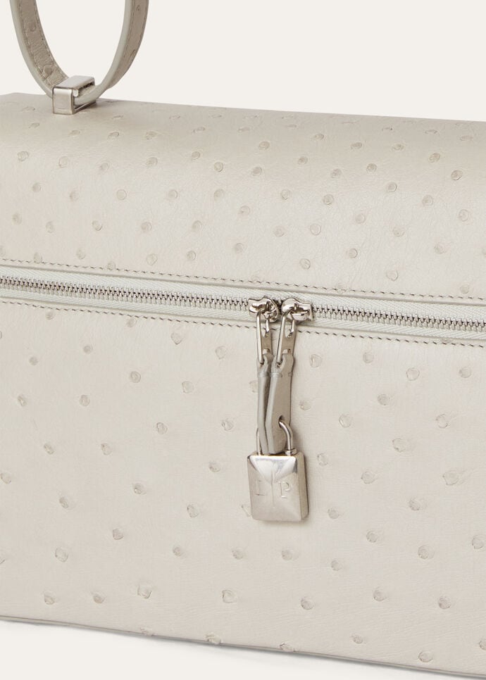 【最新作♪】Loro piana エクストラ バッグ L27 オーストリッチ Extra Bag L27 Ostrich Leather Whisper White/Sun Gold | Loro