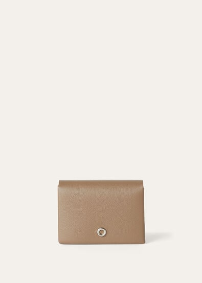 GHIERA FOLDED CARDHOLDER W/ZIP POCKET LINEN CALF